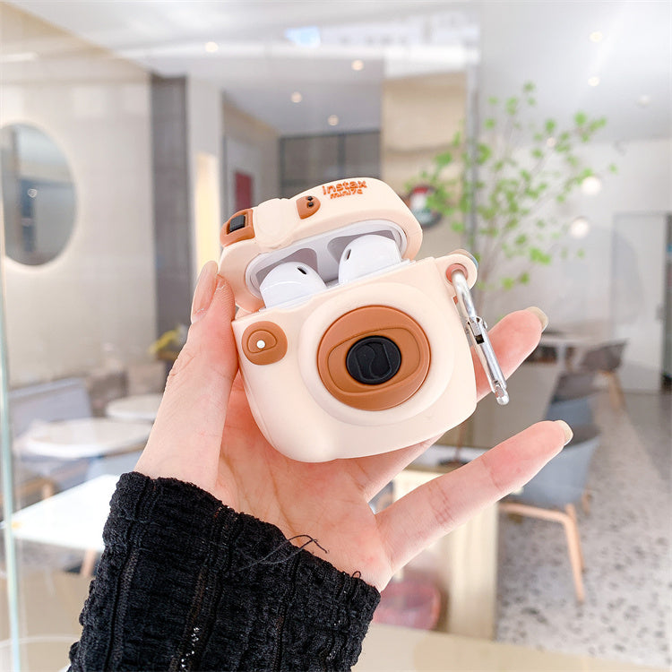 Camera AirPods Case – Vintage 3D Mini Camera Silicone Cover 📸✨