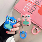 Stitch & Angel AirPods Case Set – 3D Cartoon Silicone Covers with Keychain Ring