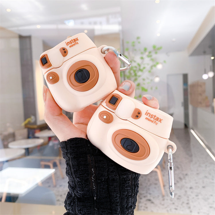 Camera AirPods Case – Vintage 3D Mini Camera Silicone Cover 📸✨