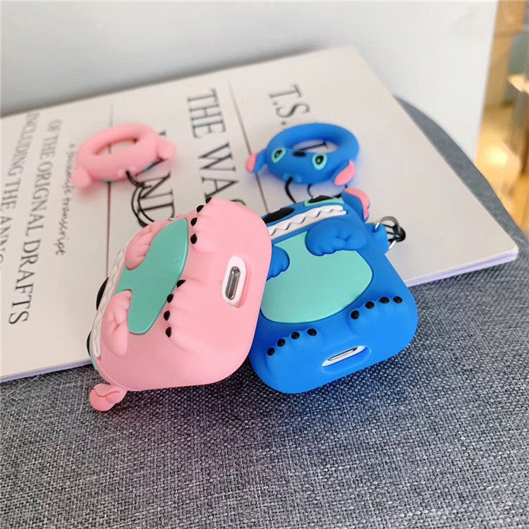 Stitch & Angel AirPods Case Set – 3D Cartoon Silicone Covers with Keychain Ring