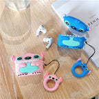 Stitch & Angel AirPods Case Set – 3D Cartoon Silicone Covers with Keychain Ring